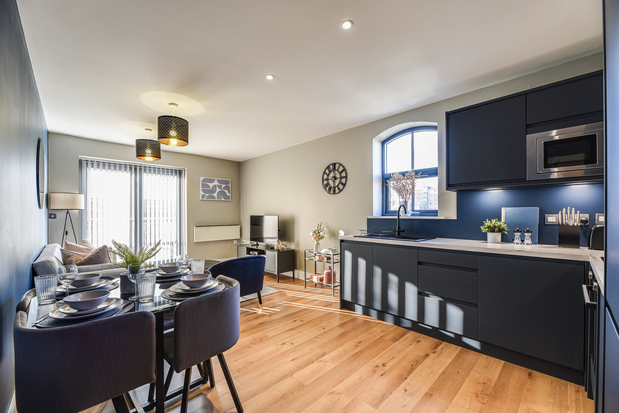 Manchester Piccadilly flat refurbishment by J&H Spaces, fully furnished and short let ready
