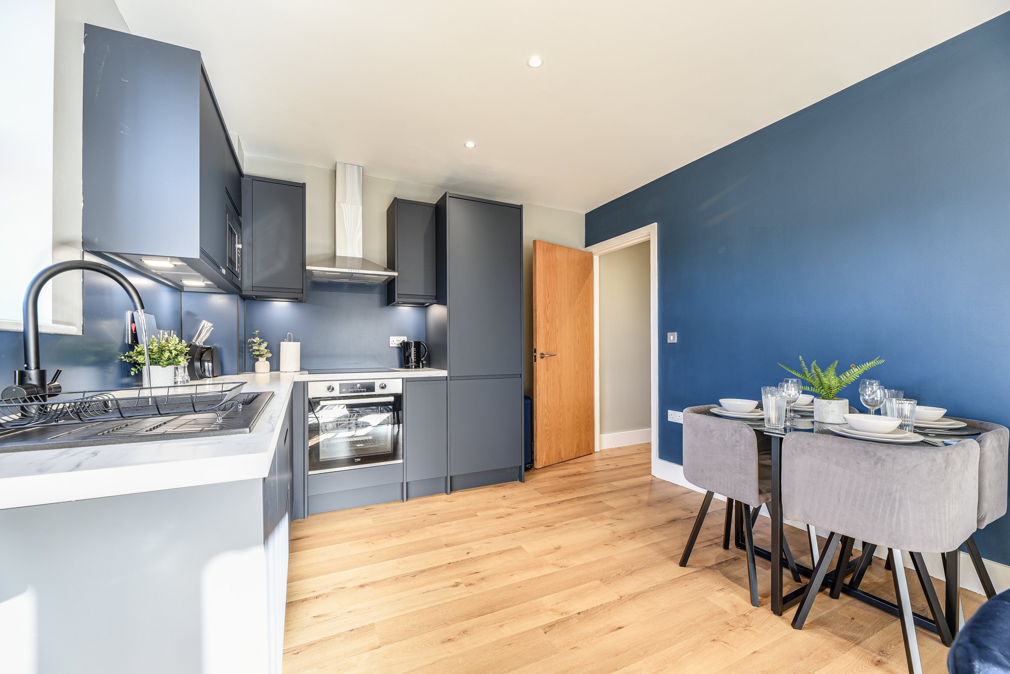 Manchester Piccadilly flat refurbishment by J&H Spaces, fully furnished and short let ready