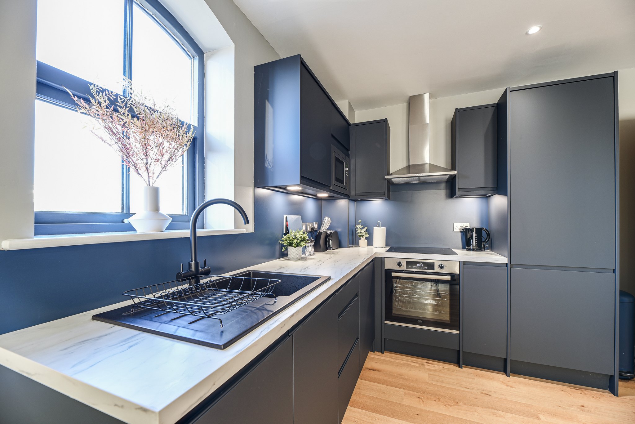 Manchester Piccadilly flat refurbishment by J&H Spaces, fully furnished and short let ready