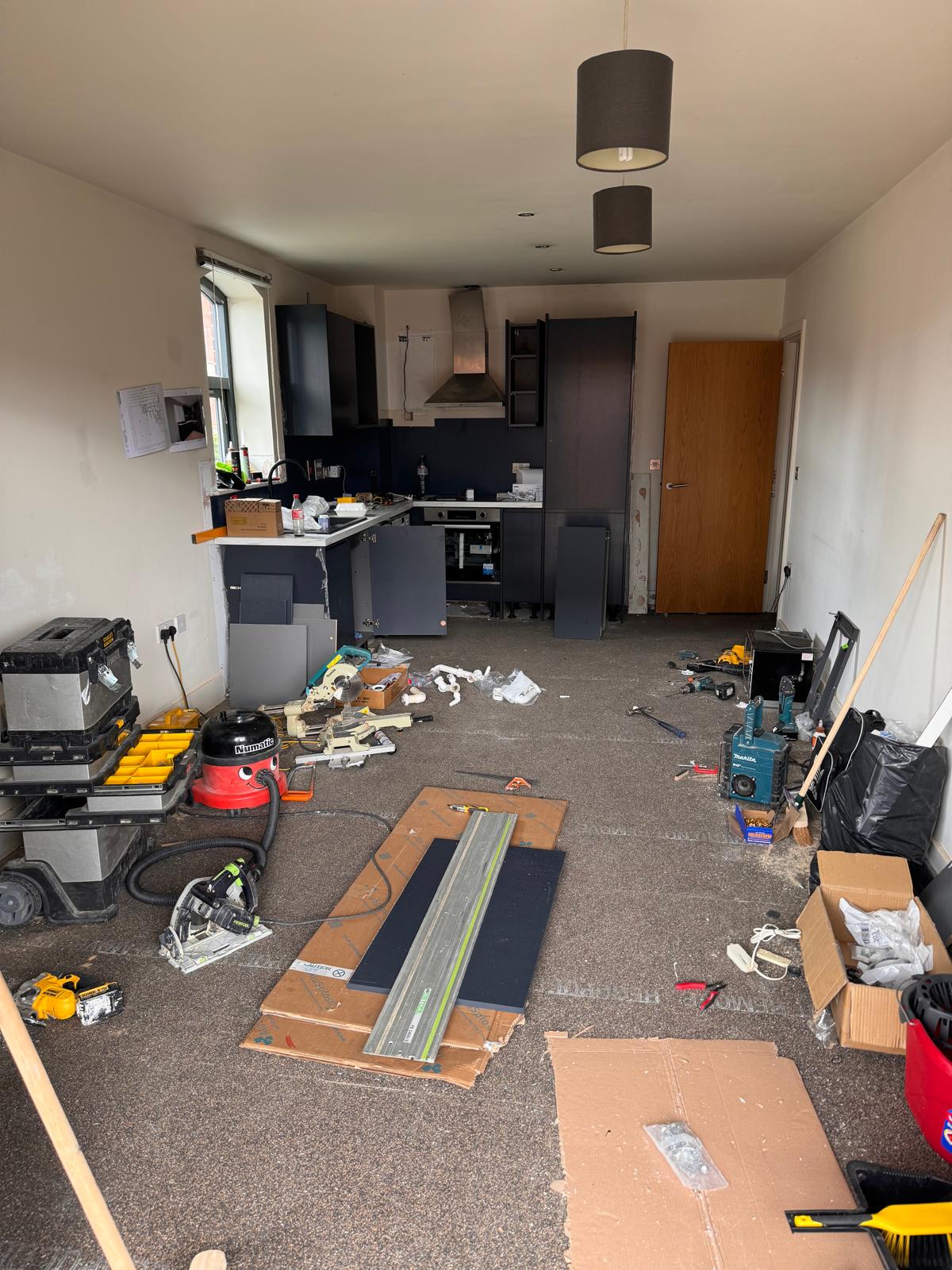Manchester Piccadilly flat refurbishment work in progress by J&H Spaces